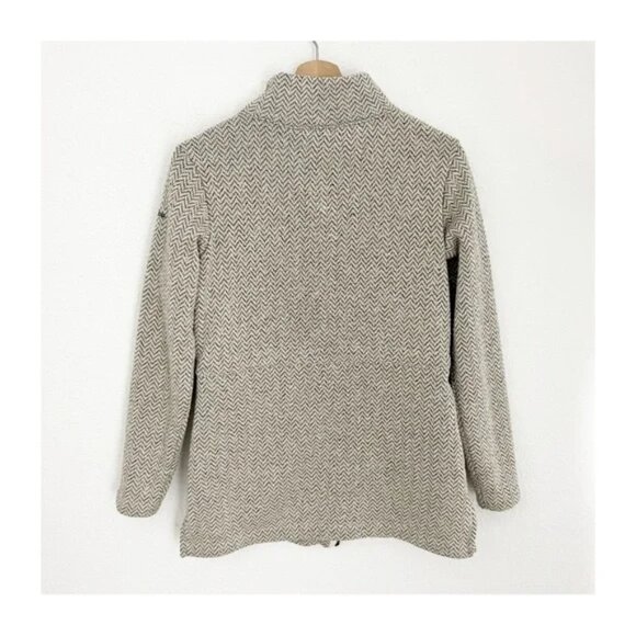 Columbia l Darling Days Long Zip Front Jacket Size S Beige & White Chevron Print - Picture 4 of 7